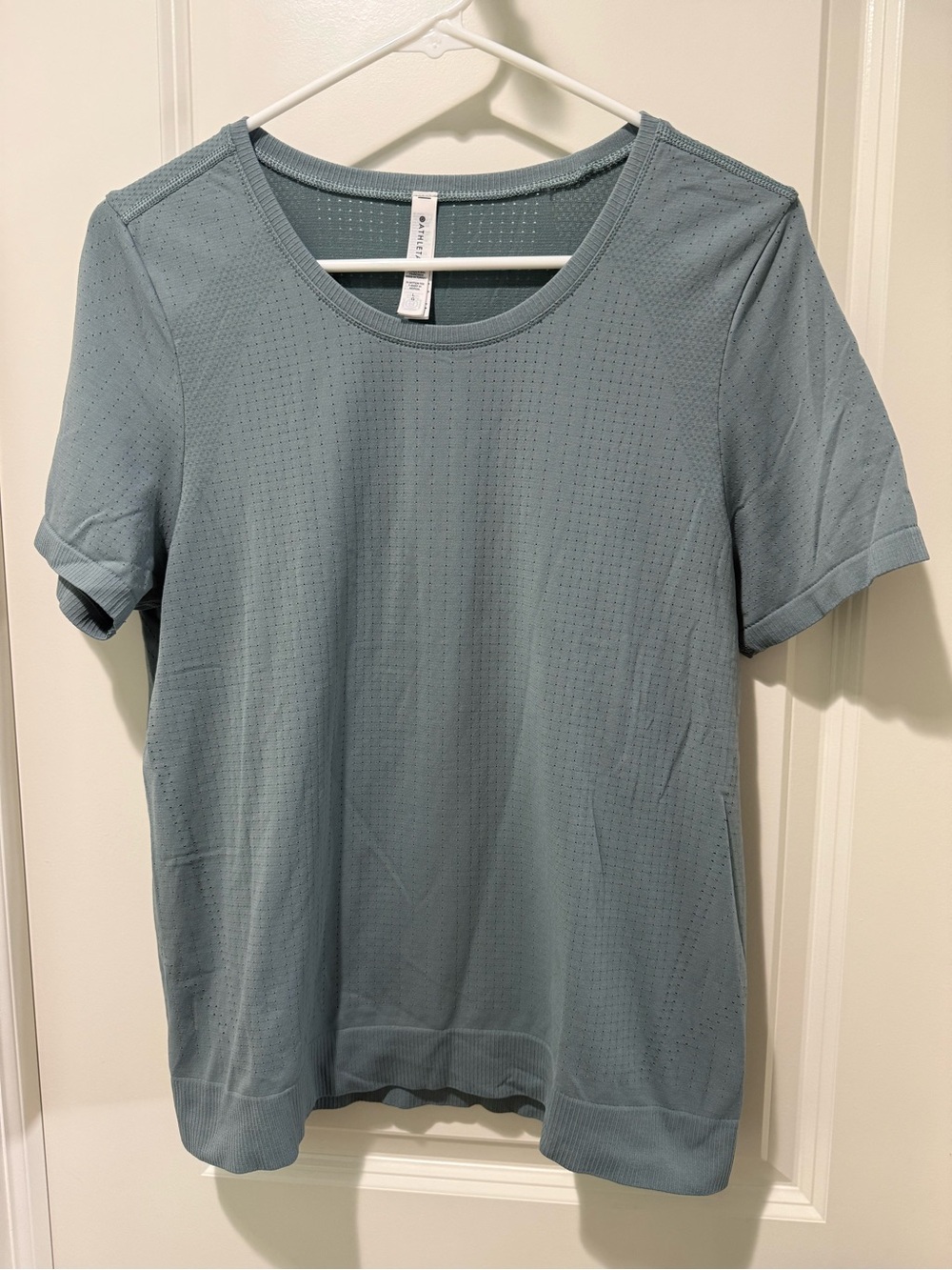 Athleta Minimalistic Gray In Motion Crewneck Short Sleeve Top
